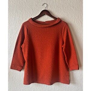 Kim Rogers Petite Medium Burnt Orange Stretch Dress Top With Cowl Neck Line